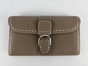 Delvaux Brillant Long Wallet on Chain Surpiqué Rodéo Calf Tourterelle Grey
